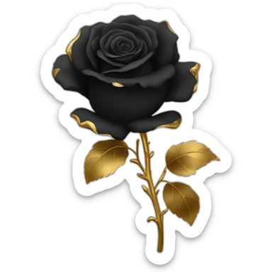Black rose with gold stem sticker