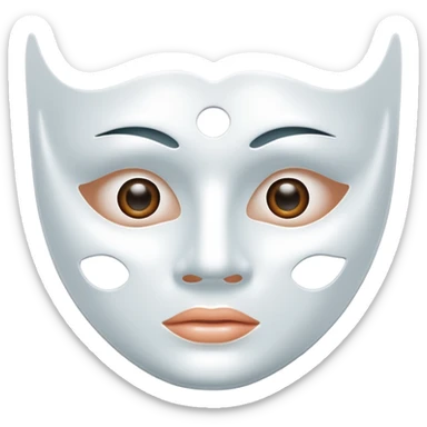 a sheet of white mask pack for face skincare beauty, except on the face, transpalent holes on eyes and mouth sticker