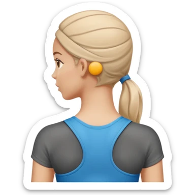 sporty woman cartoon emoji style back view sticker