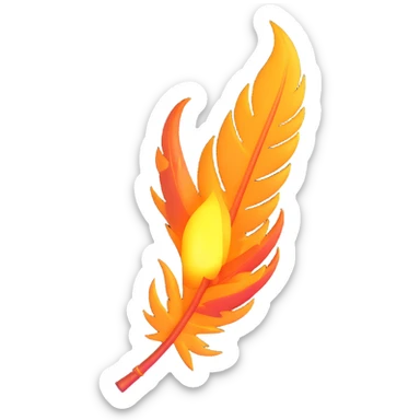 a single phoenix feather, surrounded by sparks, ethereal and fantasy-inspired sticker