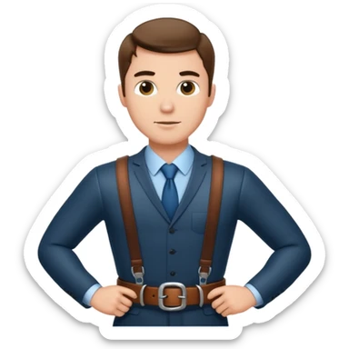 Sexy handsome kinky businessman Holding a belt menacingly sticker