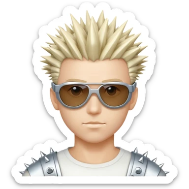 cyber y2k guy with futuristic sunglasses and spiky hair sticker