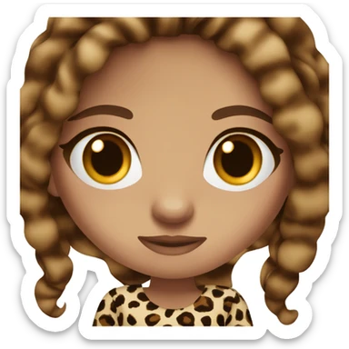 Women blue eyes long brown hair wearing a leopard print top sticker