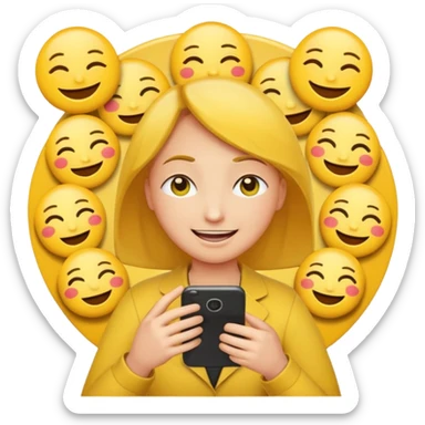 Yellow emoji circle face with phone keypad typing busy signal sticker