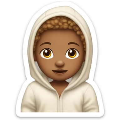 Light skinned baby wearing a bear onesie sticker