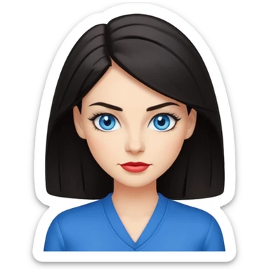 Sassy, cool and fun dark hair woman with blue eyes - raised brow + smirk sticker