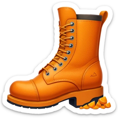 Giant orange boot crushing a person beneath it sticker