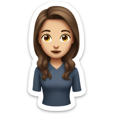 Girl with brown hair rolling her eyes sticker