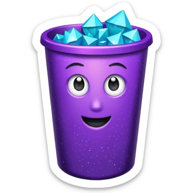 Glitter Purple and Cian  metal rubbish bin office sticker