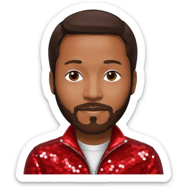Marvin Gaye with dark brown hair, red sequin outfit sticker