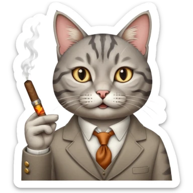 A cat with a cigar with a "classic" hand gesture. sticker