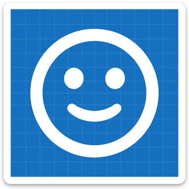 Frame 10: Fully blue blueprint background with all grid lines drawn, smiley face unchanged (keyframe for morph animation) sticker