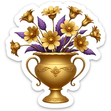 dried flowers in a golden vase sticker