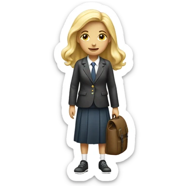 blonde schoolgirl with bag pack sticker
