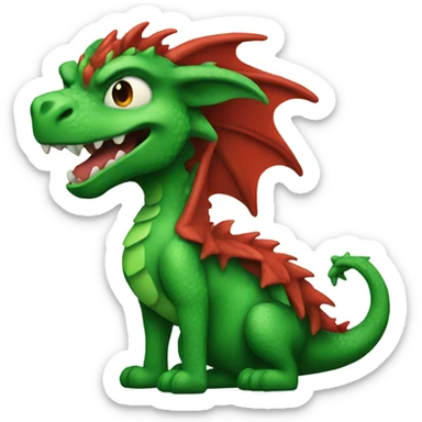 red n green furry dragon mad sticker