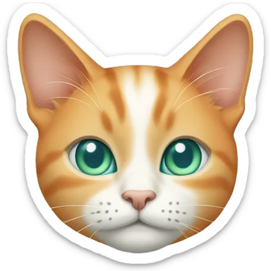 light orange cat with blue/teal collar and light muted green eyes  sticker