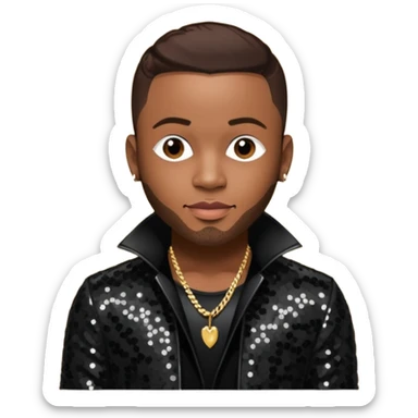 Pleasure P, R&B Singer from Pretty Ricky with dark brown hair, black sequin outfit sticker