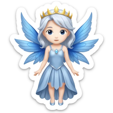  moon-fairy-queen-–-silver-hair,-blue-wings, chibi full body sticker
