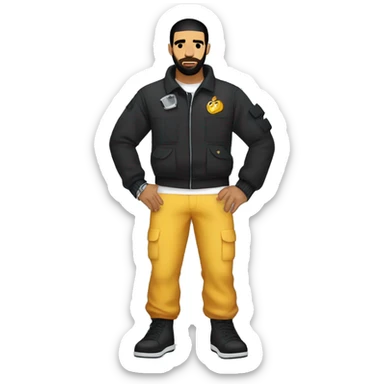 drake standing facing back and he has a jumpsuit on with his arms behind his back with handcuffs - transparent bakground sticker