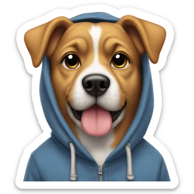 Dog wearing a hoodie sticker