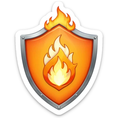 White gold shield with flame sticker
