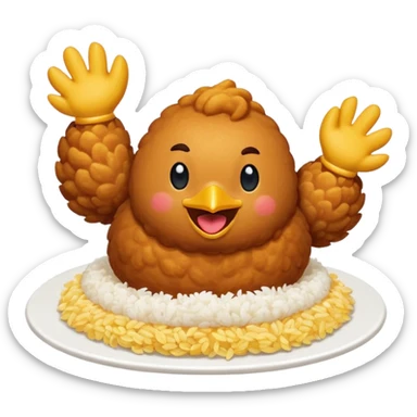 chicken dancing on top of rice (a chicken rice emoji) sticker