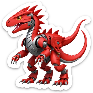 Cool Edgy Digimon-Fakemon-Guilmon-Velociraptor-Dragon-Mecha full body sticker