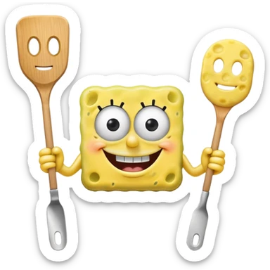 spongebob holding a spatula sticker