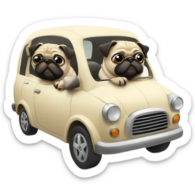 2 pugs in a car sticker