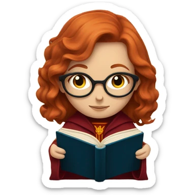 Redhead with deep blue eyes gryffindor reading a book sticker