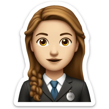 white-girl-with-long-brown-hair-lawyer and notepad sticker