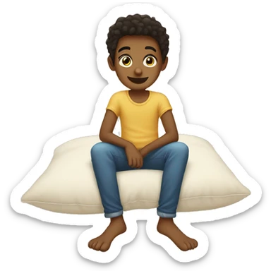 barefoot boy on pillow sticker