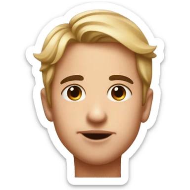 Eyebrows raised, lip bite, squinting eyes and rosy cheeks sticker