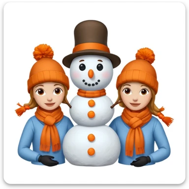 people making a snowman sticker