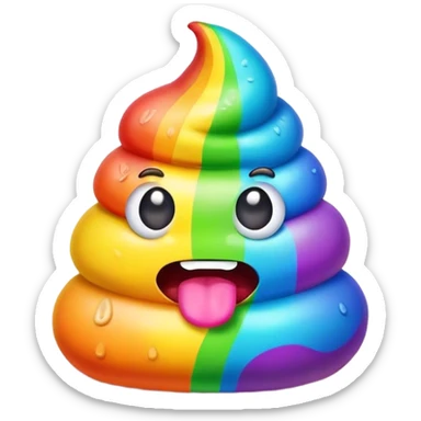 a rainbow poop emoji monster sticker