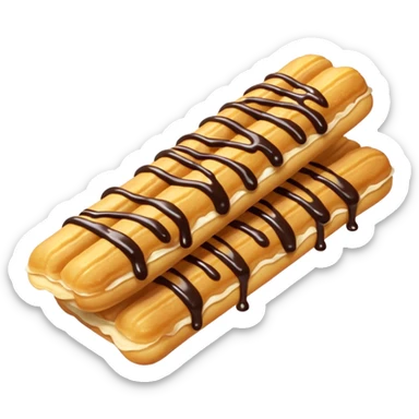Add chocolate drizzle on top of the crispy golden churros sticker