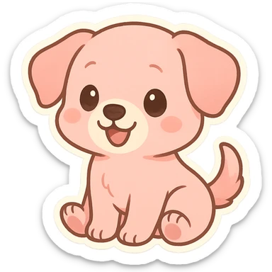 pink puppy, cheerful and sweet, chibi style sticker sticker