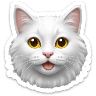 Gato blanco y peludo feliz sticker