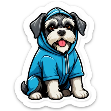 Schnauzer dog wearing a hoodie sticker