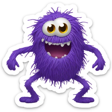 Scribble monster. circle of scribbles with eyes and smiling, narrow arms and legs sticker