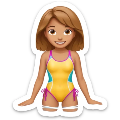 A cartoon girl in swimsuit sticker