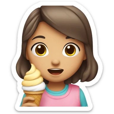 Kawaii girl eating ice cream sticker