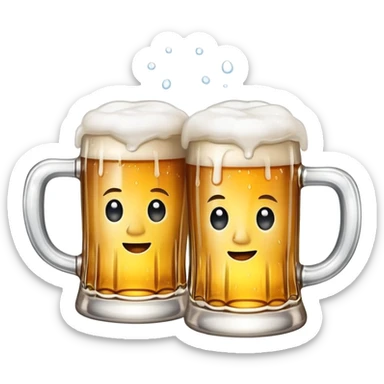 two clinking beer mugs sticker