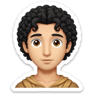 gods of love curly hair blacck big eyes sticker