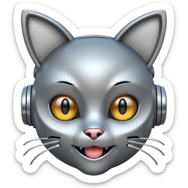 robot looking surprised with cat ears and looks funny sticker