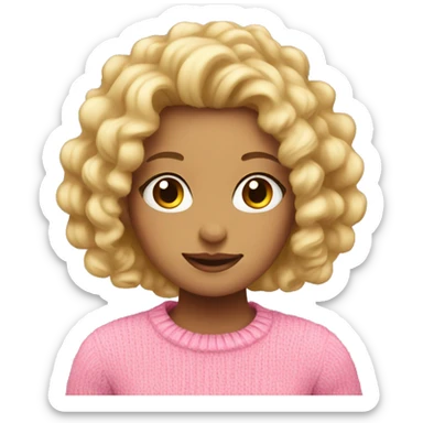 girl with blonde curly hair and a pink jumper sticker