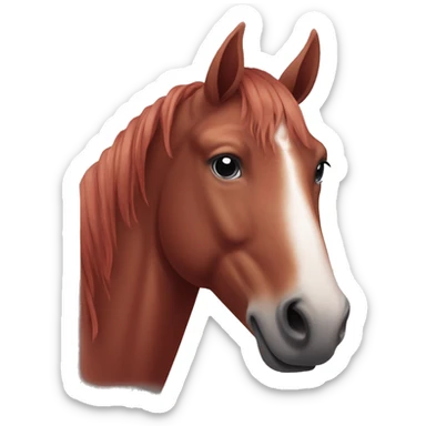 Make a liver red horse with a small white circle in it’s forehead sticker
