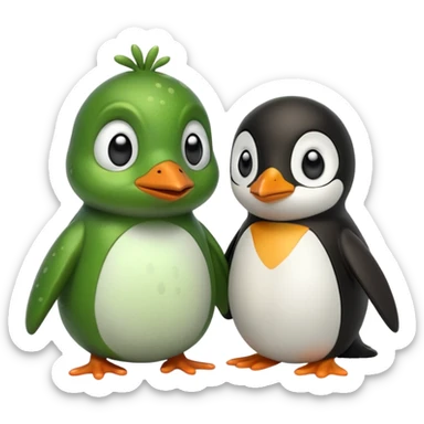 A frog and penguin sticker