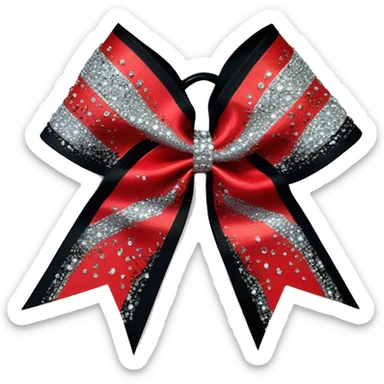 Red and black cheer bow with silver rhinestones sticker
