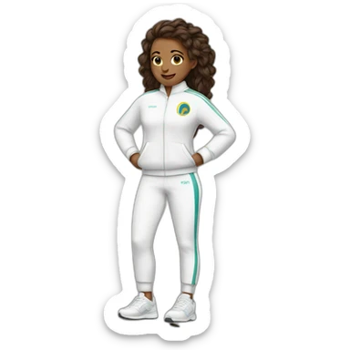midhet stands in a white track suit sticker
